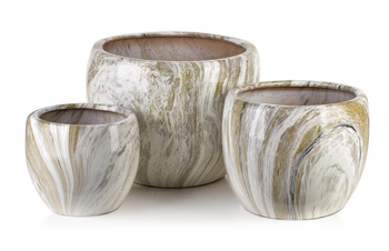 KOMPLET 3 DONICZEK NEVA MARBLE ROUND