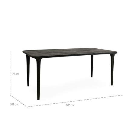 Stół jadalniany czarny LAMINAR 200 cm drewno mango