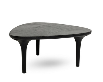 Stolik kawowy czarny LAMINAR 86 cm drewno mango