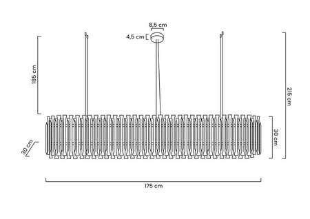 Lampa wisząca GALLIANO LONG ciemne złoto