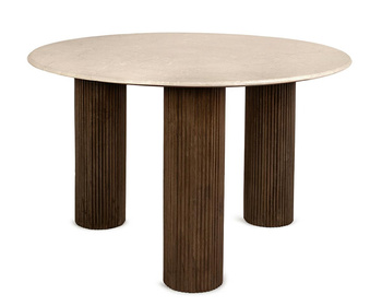 Stół jadalniany RAGNO 120 cm marmur i drewno mango