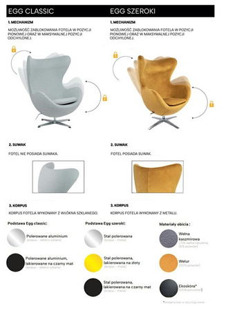 Fotel EGG SZEROKI VELVET jasny róż