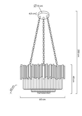 Lampa wisząca IMPERIAL GOLD 60 - stal, kryształ