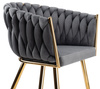 Krzesło welurowe plecione COFTON gold VELVET grafitowy