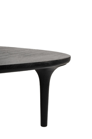 Stolik kawowy czarny LAMINAR 86 cm drewno mango