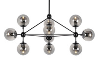 Lampa wisząca PLANETARIO 10 czarna - klosze dymione